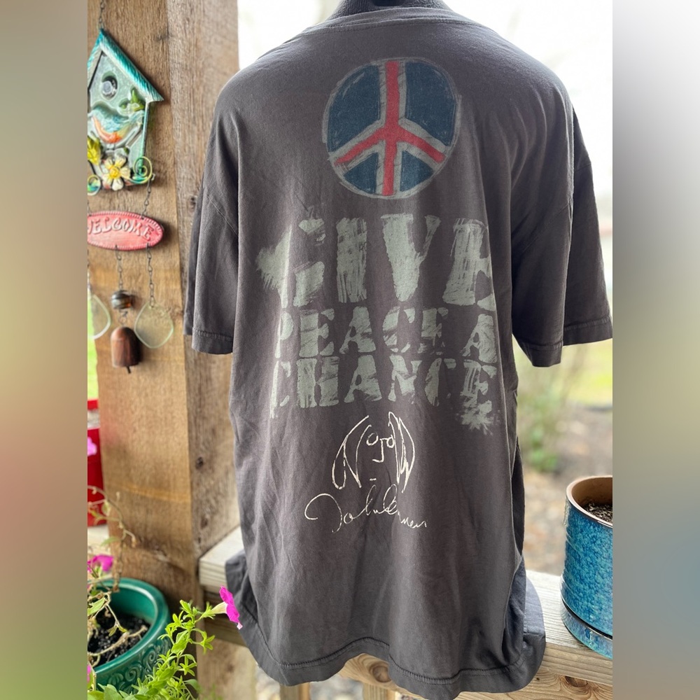 John Lennon Give Peace a Chance Grey Graphic Tee by English Laundry L